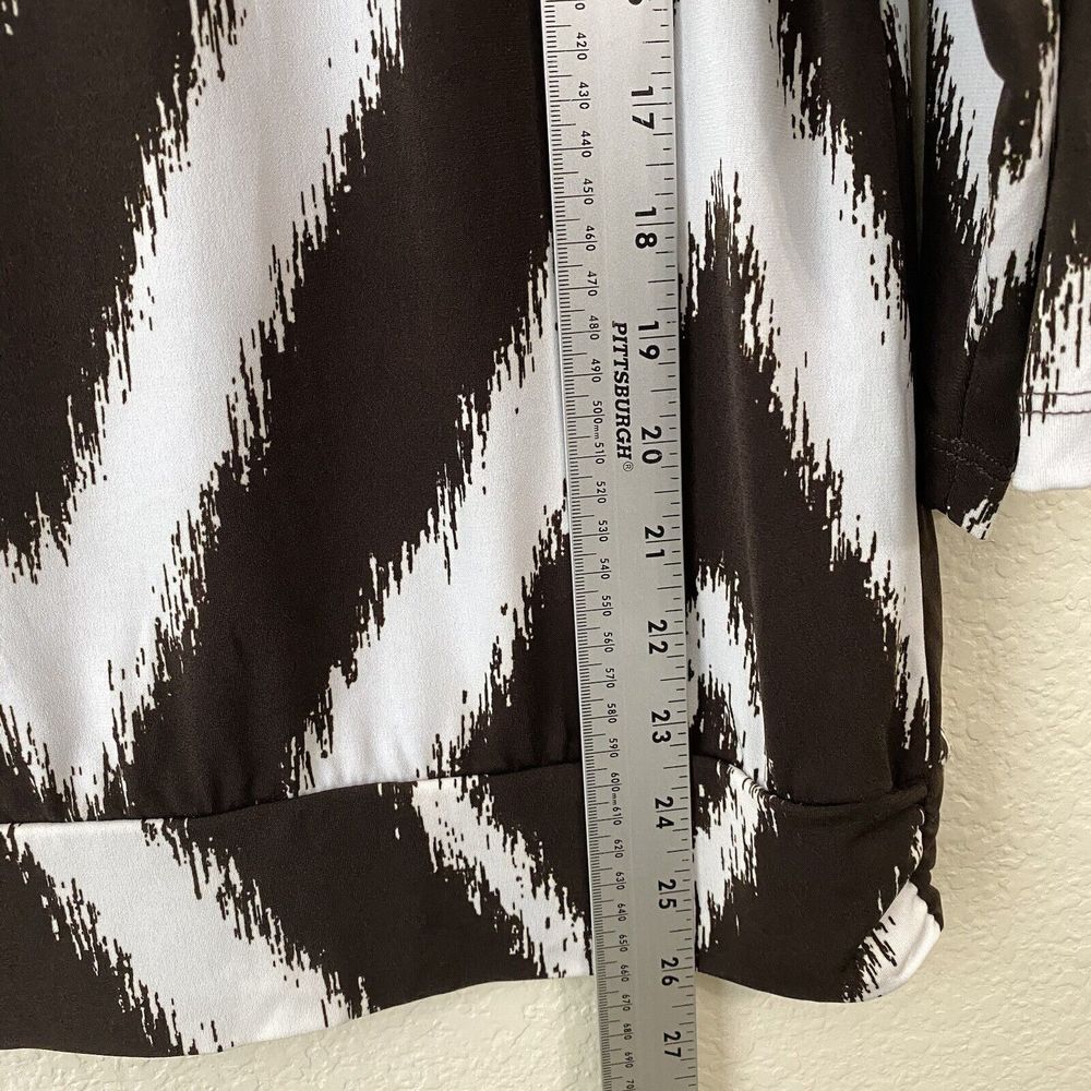 Chicos Travelers Blouse Top Womens Size 2 Large Ikat Beaded Trim Stretch - Picture 5 of 7